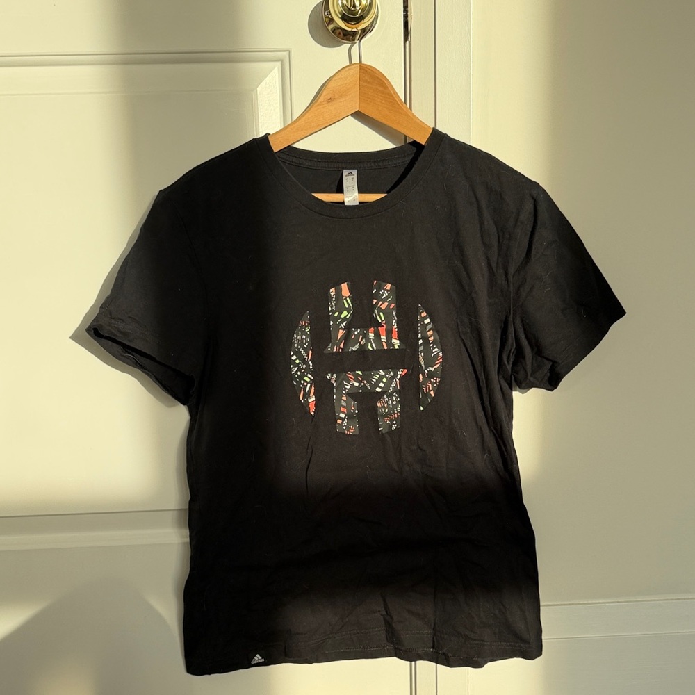 Black adidas T-Shirt with Patterned Logo